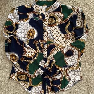 Blockchain print blouse